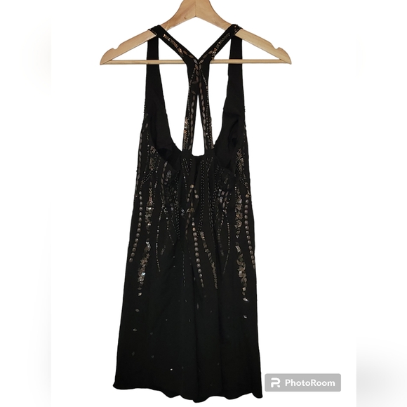 NWT Free People Ella Embellished Slip Dress Size Medium Color Black - Picture 5 of 9